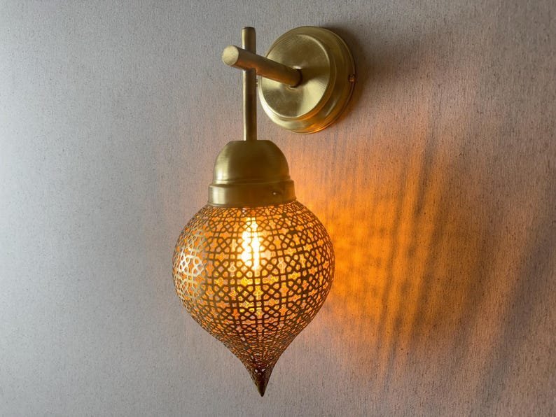 products-TeardropBohoLight4 Moroccan Brass Teardrop Wall Sconce