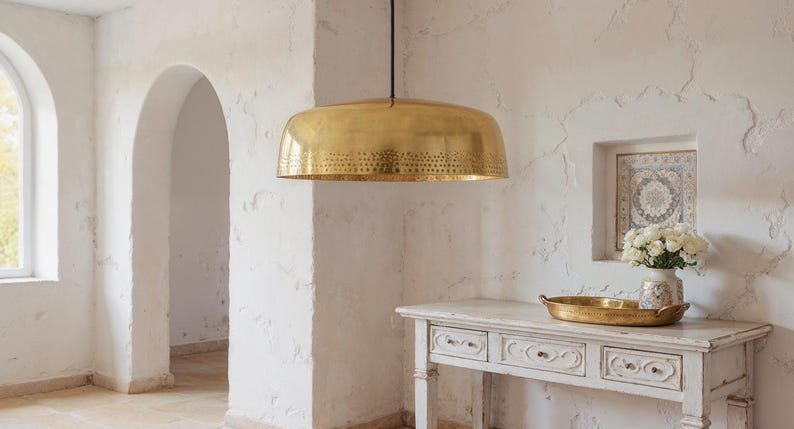 Handmade Moroccan Brass Dome Pendant Light: Kitchen Island Lighting