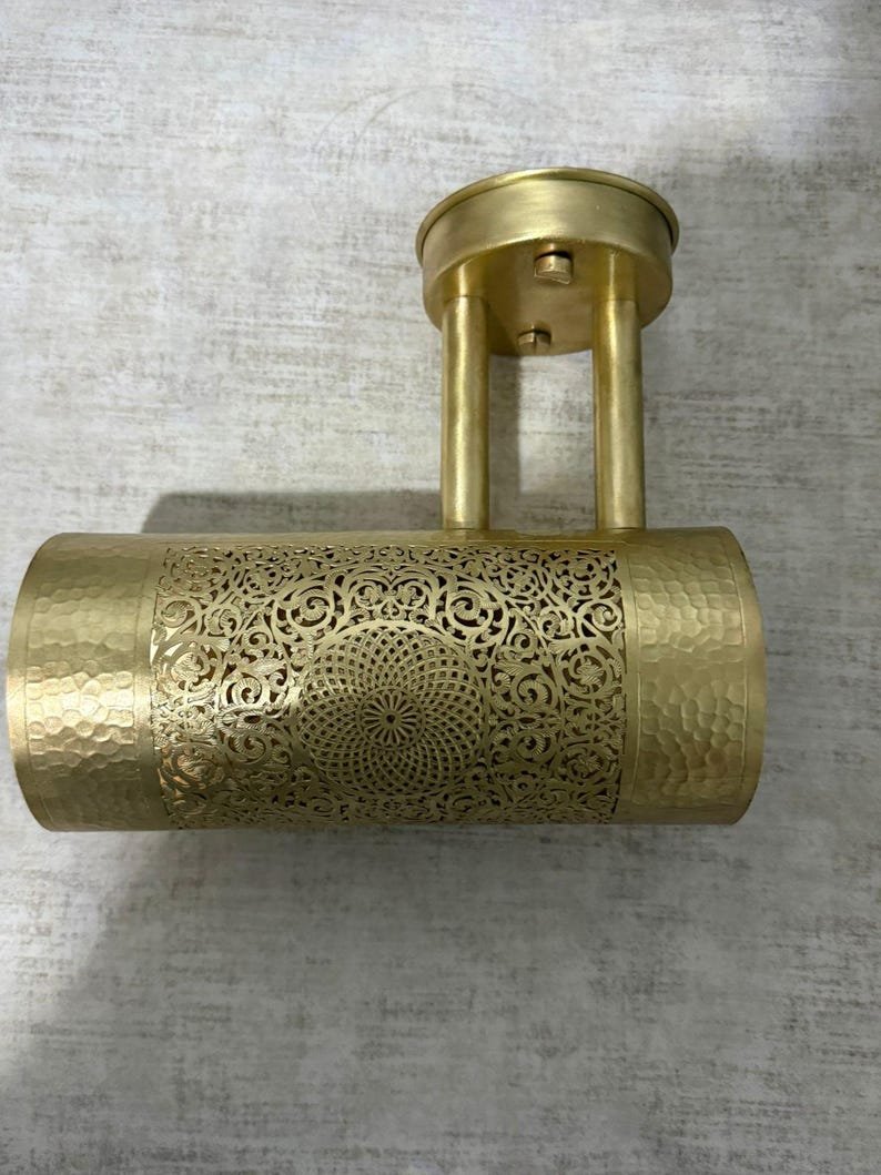 Handcrafted Moroccan Brass Sconce: Filigree Wall Lamp