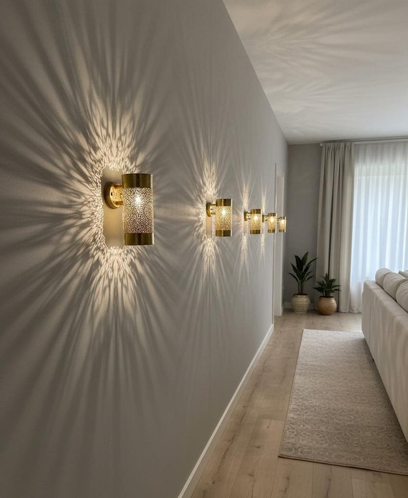 Handcrafted Moroccan Brass Sconce: Filigree Wall Lamp