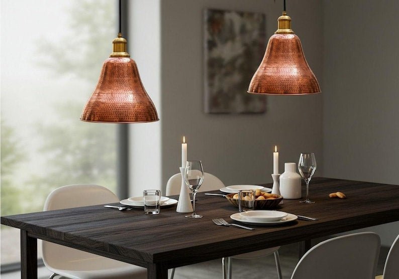 Handmade Moroccan Copper Pendant Light: Hammered Dome, Rustic Island Lighting Handmade Moroccan Copper Pendant Light: Hammered Dome, Rustic Island Lighting