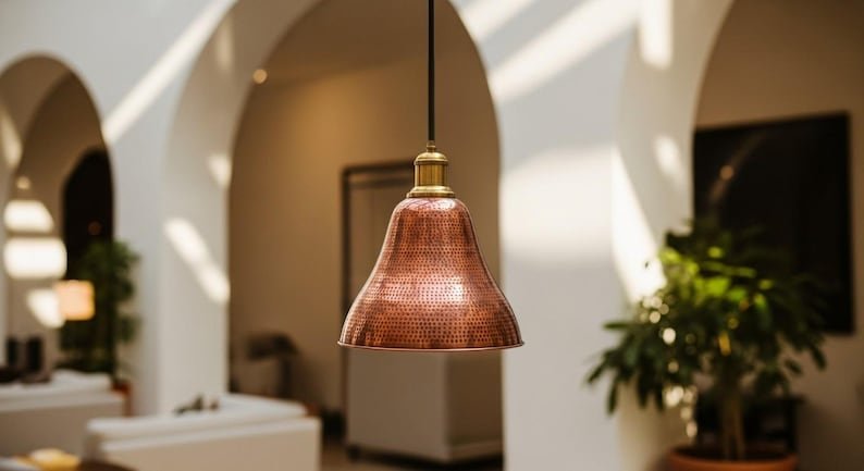 Handmade Moroccan Copper Pendant Light: Hammered Dome, Rustic Island Lighting Handmade Moroccan Copper Pendant Light: Hammered Dome, Rustic Island Lighting