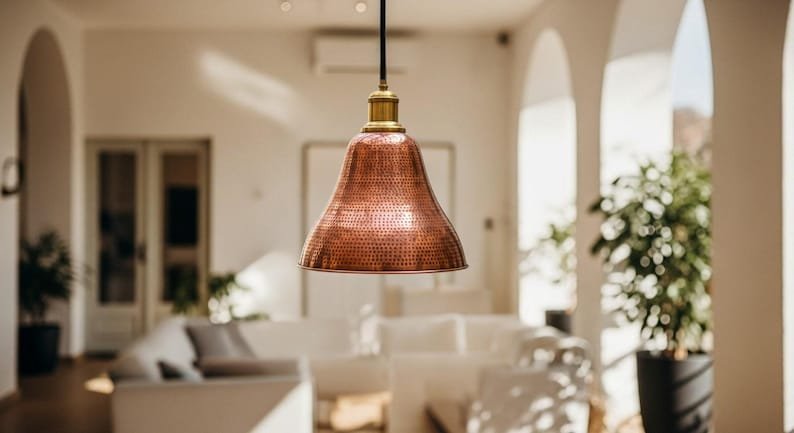 Handmade Moroccan Copper Pendant Light: Hammered Dome, Rustic Island Lighting Handmade Moroccan Copper Pendant Light: Hammered Dome, Rustic Island Lighting