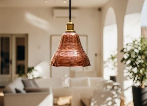 Hammered Copper Bell Pendant Light