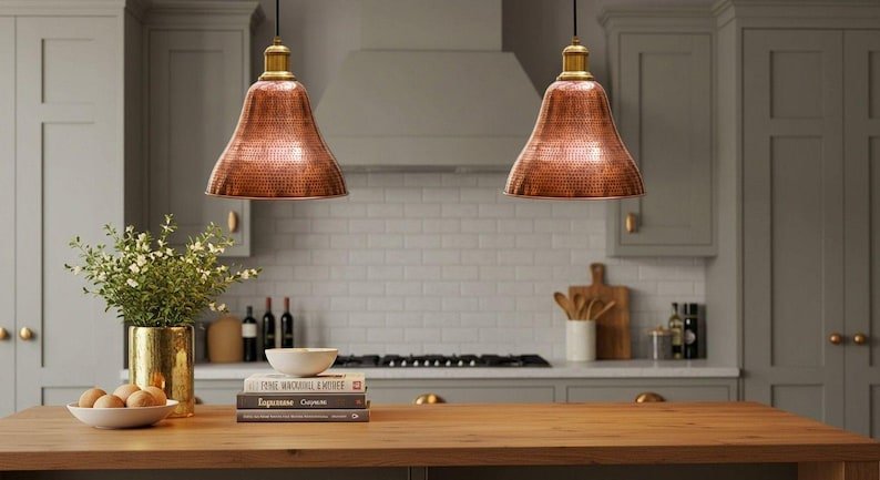 Handmade Moroccan Copper Pendant Light: Hammered Dome, Rustic Island Lighting Handmade Moroccan Copper Pendant Light: Hammered Dome, Rustic Island Lighting