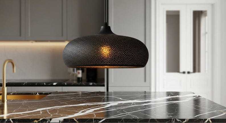 Handcrafted Copper Dome Lamp: Rustic black Patina, Farmhouse Lighting