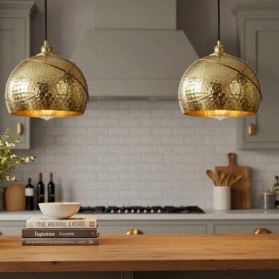 Hammered Brass Dome Pendant Light: Moroccan Ceiling Lamp Hammered Brass Dome Pendant Light: Moroccan Ceiling Lamp