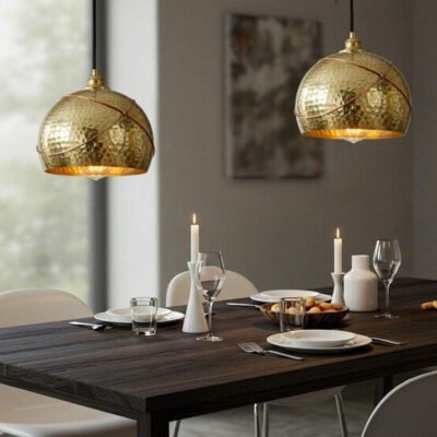 Hammered Brass Dome Pendant Light: Moroccan Ceiling Lamp Hammered Brass Dome Pendant Light: Moroccan Ceiling Lamp