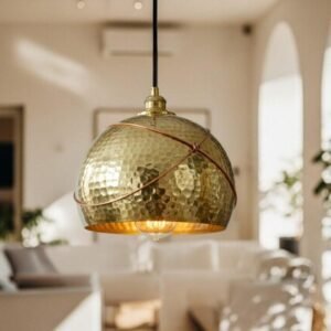 products-blendstradition3-300x300 Hammered Brass Dome Pendant Light with Copper Wrap Modern Boho Ceiling Lamp