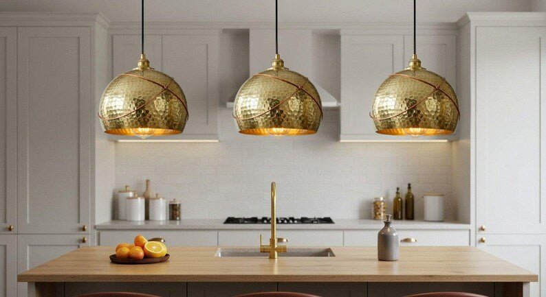 Hammered Brass Dome Pendant Light: Moroccan Ceiling Lamp Hammered Brass Dome Pendant Light: Moroccan Ceiling Lamp