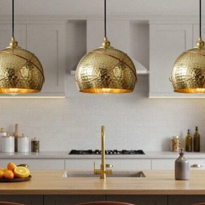 Hammered Brass Dome Pendant Light: Moroccan Ceiling Lamp Hammered Brass Dome Pendant Light: Moroccan Ceiling Lamp