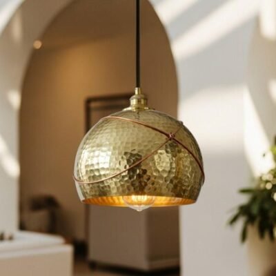 Hammered Brass Dome Pendant Light: Moroccan Ceiling Lamp Hammered Brass Dome Pendant Light: Moroccan Ceiling Lamp