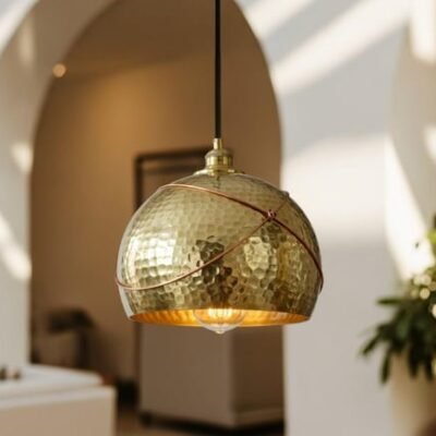 Hammered Brass Dome Pendant Light: Moroccan Ceiling Lamp Hammered Brass Dome Pendant Light: Moroccan Ceiling Lamp
