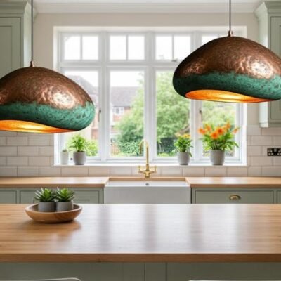 Rustic Copper Pendant Light Fixture, Copper Oxidized Island Kitchen Lighting , Copper Ceiling Dome Pendant Lamp Lighting , Rustic chandelier