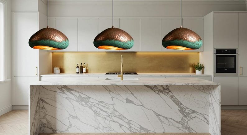 Rustic Copper Pendant Light Fixture, Copper Oxidized Island Kitchen Lighting , Copper Ceiling Dome Pendant Lamp Lighting , Rustic chandelier