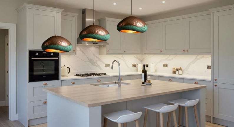 Rustic Copper Pendant Light Fixture, Copper Oxidized Island Kitchen Lighting , Copper Ceiling Dome Pendant Lamp Lighting , Rustic chandelier