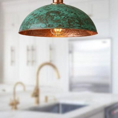 set of 2 Green patina copper dome pendant light- oxidized turquoise patina with copper interior - modern kitchen island-vintage hanging lamp set of 2 Green patina copper dome pendant light- oxidized turquoise patina with copper interior - modern kitchen island-vintage hanging lamp