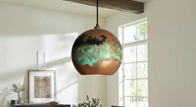 Green Patina Perforated Cone Pendant Light Starry Moroccan Ceiling Lamp