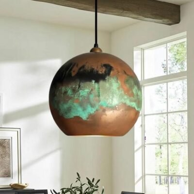 Handmade Oxidized Copper Dome Pendant Light: Moroccan Style