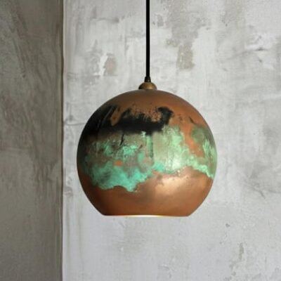 Handmade Oxidized Copper Dome Pendant Light: Moroccan Style