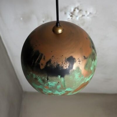 Handmade Oxidized Copper Dome Pendant Light: Moroccan Style