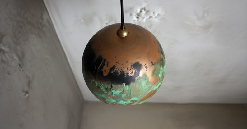 Handmade Oxidized Copper Dome Pendant Light: Moroccan Style