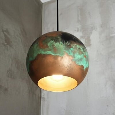 Handmade Oxidized Copper Dome Pendant Light: Moroccan Style
