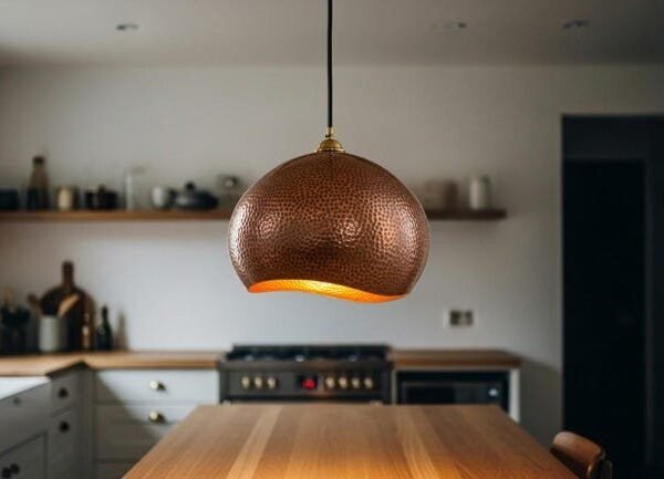 products-domeshape5 Handcrafted Hammered Copper Pendant Light: Moroccan Copper Patina Brass Dome