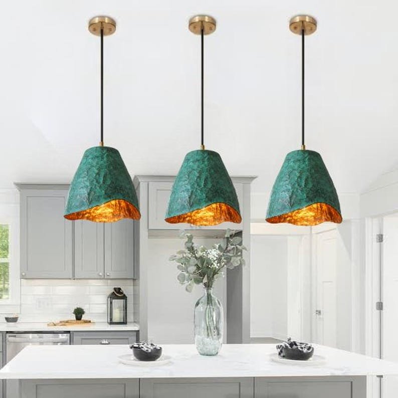 Handmade Oxidized Copper Dome Pendant Light: Farmhouse Kitchen Lighting Handmade Oxidized Copper Dome Pendant Light: Farmhouse Kitchen Lighting