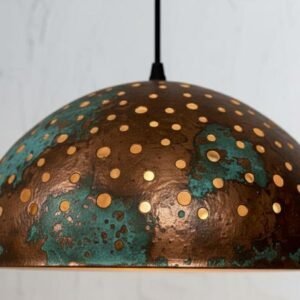 products-greenpatinaRusticLight4-300x300 Green Patina Rustic Dome Pendant Light Oxidized Copper Ceiling Lamp