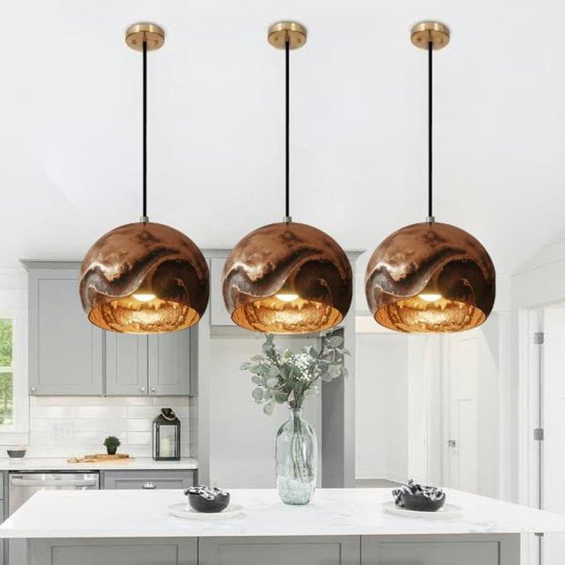 Handmade Copper Dome Pendant Light,Copper Kitchen Island Lighting , Farmhouse Ceiling Lamp Fixture,copper pendant light ,Dome Lamp