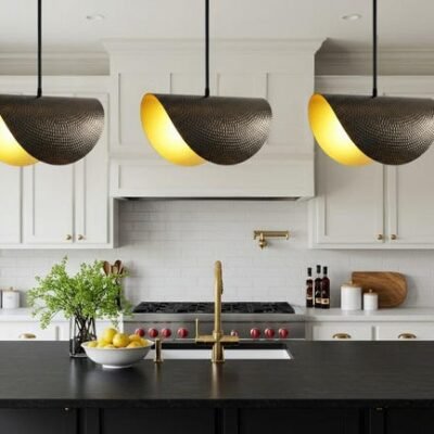 Handcrafted Moroccan Brass Pendant Light: Hammered Dome Ceiling Lamp