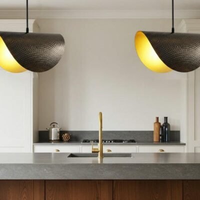 Handcrafted Moroccan Brass Pendant Light: Hammered Dome Ceiling Lamp