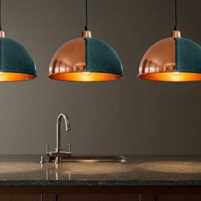 Handmade Copper Dome Pendant Light: Rustic Industrial Ceiling Lamp