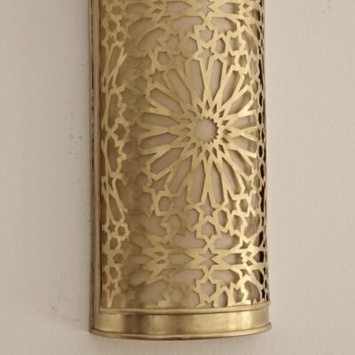 Moroccan Brass Wall Sconce Handcut Geometric Zellige Pattern Light