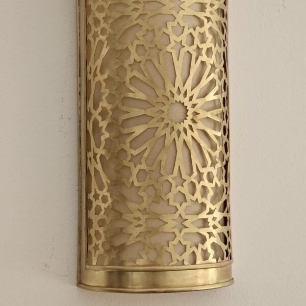 products-metricLamp1 (1) Moroccan Brass Wall Sconce Handcut Geometric Zellige Pattern Light