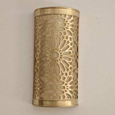 Moroccan Brass Wall Sconce: Handmade Geometric Lamp