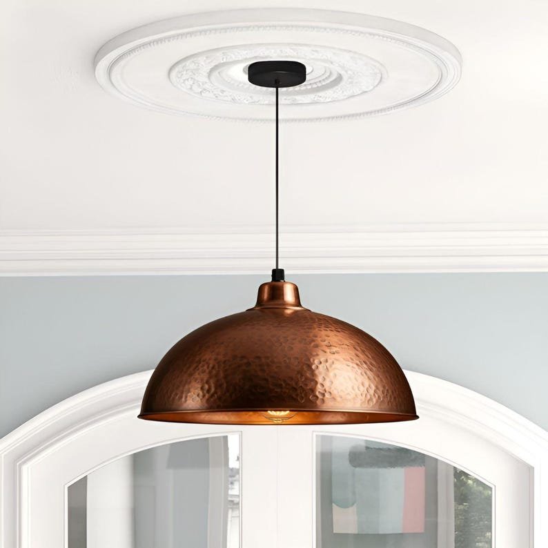 Set of 2 copper dome pendant light-oxidized with copper interior -modern kitchen island - vintage hanging lamp Set of 2 copper dome pendant light-oxidized with copper interior -modern kitchen island - vintage hanging lamp
