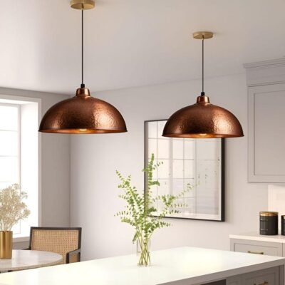 Set of 2 copper dome pendant light-oxidized with copper interior -modern kitchen island - vintage hanging lamp Set of 2 copper dome pendant light-oxidized with copper interior -modern kitchen island - vintage hanging lamp