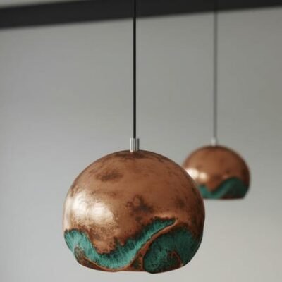 Handmade Oxidized Copper Pendant Light, Green Patina Copper Dome Pendant Light, Farmhouse Kitchen Ceiling Lamp Fixture,copper pendant light