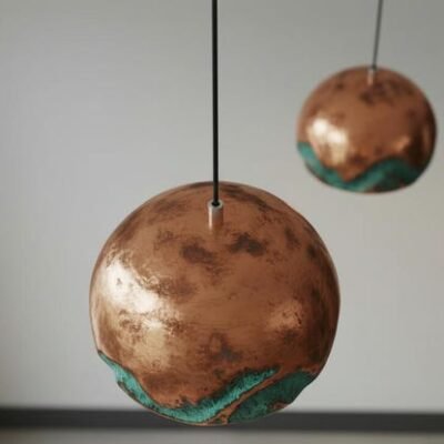 Handmade Oxidized Copper Pendant Light, Green Patina Copper Dome Pendant Light, Farmhouse Kitchen Ceiling Lamp Fixture,copper pendant light