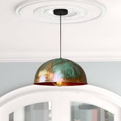 Set of 3 Green patina copper dome pendant light-oxidized turquoise patina with copper interior -modern kitchen island - vintage hanging lamp Set of 3 Green patina copper dome pendant light-oxidized turquoise patina with copper interior -modern kitchen island - vintage hanging lamp