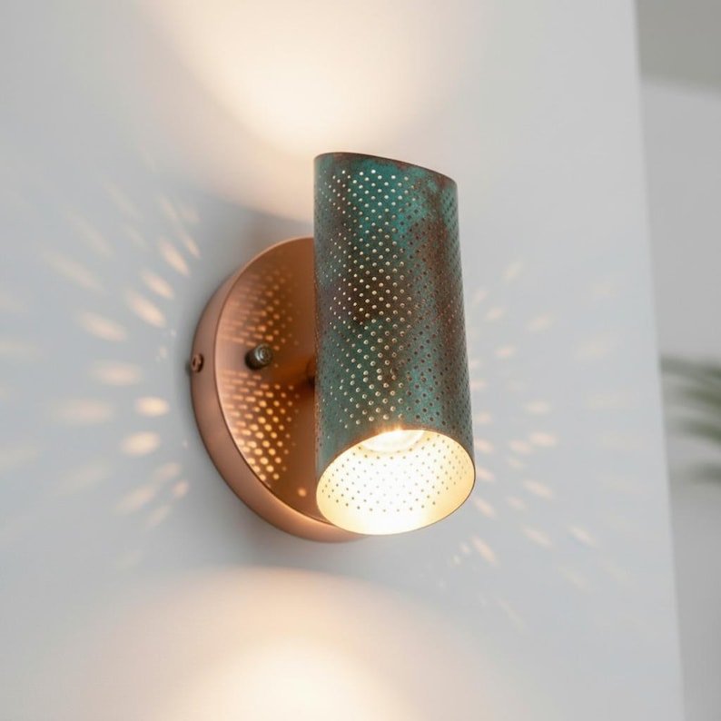 Green Patina Wall Sconce Lamp, Outdoor copper Sconce, Handmade Wall Light Copper, wall sconce copper lamp
