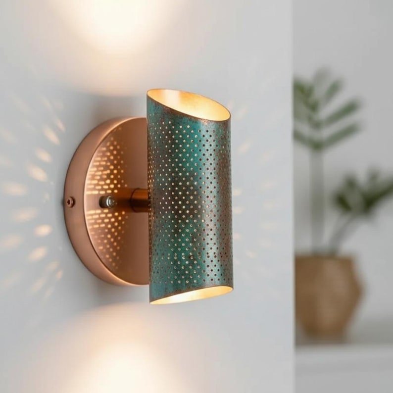 Green Patina Wall Sconce Lamp, Outdoor copper Sconce, Handmade Wall Light Copper, wall sconce copper lamp