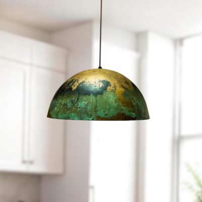 Handmade Copper Pendant Light, Oxidized Dome Ceiling Light