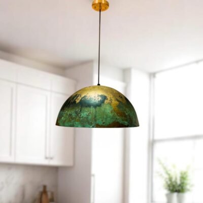 Handmade Copper Pendant Light, Oxidized Dome Ceiling Light