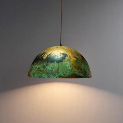 Handmade Copper Pendant Light, Oxidized Dome Ceiling Light