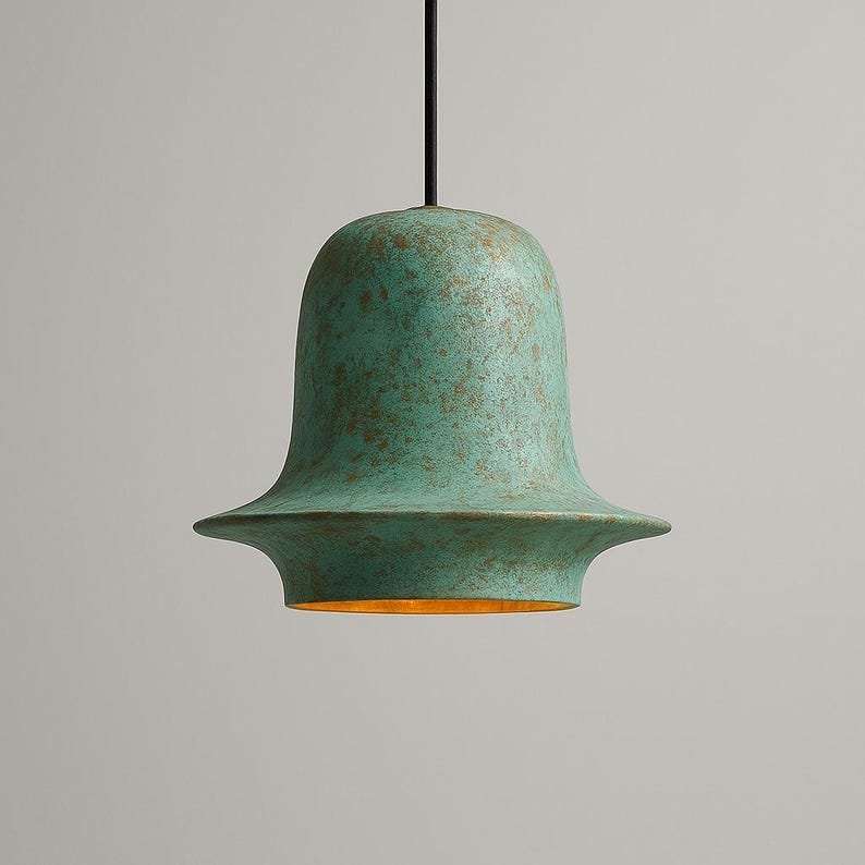 products-Artdeco5 Bell-Shaped Verdigris Pendant Art Deco Inspired Light