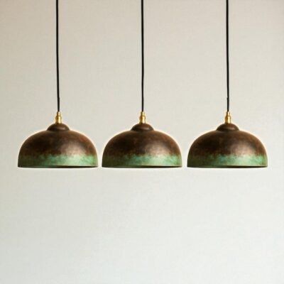 Oxidized Kitchen Lamp, Green Patina Ceiling Light, Copper Kitchen Island lighting, Art deco Lamp