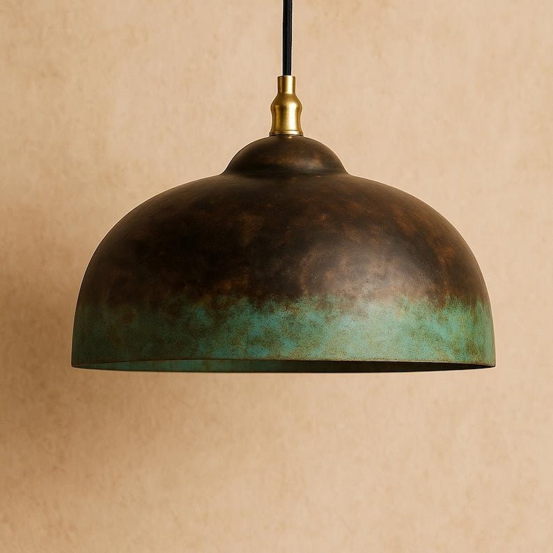 Oxidized Kitchen Lamp, Green Patina Ceiling Light, Copper Kitchen Island lighting, Art deco Lamp